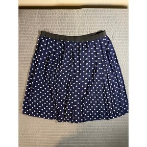 Charter Club Navy Blue White Polka Dot Pleated Midi Skirt Plus Size 3X Elastic